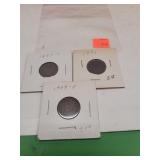 3 Indian Head Pennies 1887 P ~ 1891 ~ 1909 P