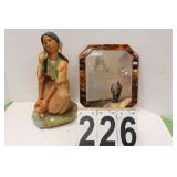 Native American Woman Statue & Wall Plaque