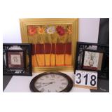 Clock  16' - Floral Picture 23' X 23 - 2 Small -