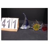 Glass Paper Weights 3 Fish