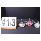 Glass Paper Weights 3 Tea Pots