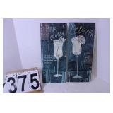 Margarita & Pina Colada Metal Signs 15.5' T X 6.25