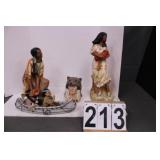 Native American Figures Includes Canoe