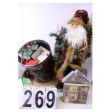 Flat W/ Holiday Items Includes Lg Santa-