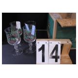 11 Stemmed Holly Pattern Glasses