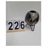 1960's Iranian Stoneware Vase w/ Stand