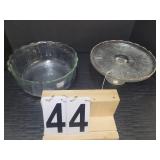 10.5 Cake Plate Gold Trim ~ Anchor Hocking Bowl