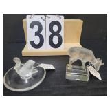 French Lalique Swan Pin Dish ~ Fawn