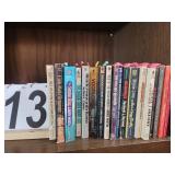3rd Shelf of Book Case Various Paper Back Books ~