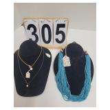 24 Strand Blue Beads (Nepal) ~ 2 Gold Tone