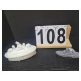 Glass Candy Container Ship ~ Uncle Sam Milk Glass