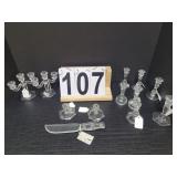5 Set of Small Candle Holders ~ 1930'S Clear Glass