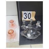 Duncan Miller Candy Dish ~ Heisey Candle Sticks ~