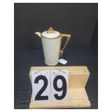 Pichard Gold and White Porcelain Coffee Pot