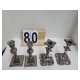2 Pair of Silver on Copper Candle Sticks