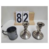 Pair of Towel Sterling Candle Sticks ~ Silver