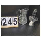Cutglass Pitcher 9' ~ Duncan and Miller Etched
