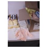 Box of Vintage Baby Clothes w/ Blue Sweater