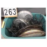 Green Tote W/ Pizza Pans - Candle Holders -
