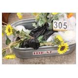 Metal Planter w/ Artificial Flowers