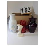 Box Of Vases Includes White W/ Flowers