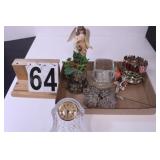 Flat of Collectables w/ Angel Figure ~ Clock ~