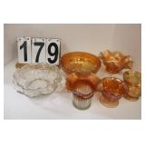 Flat Of carnival Glass Includes Clear Glass -
