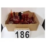 Box Of Cranberry Glassware
