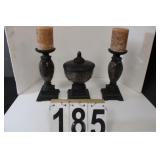 Small Urn W/ 2 Candle Holders W/ Candles