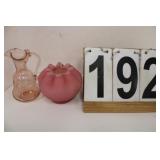Fenton Rose Satin Crimped Pinched Bowl - Pink -