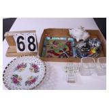 Flat of Collectables w/  Floral Plate ~