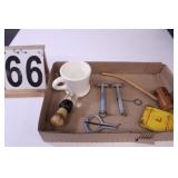 Flat of Collectables w/ Shaving Cup & Brush ~