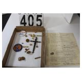Flat W/ Military Pins - Political Button - Cross -