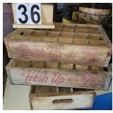 3 Wooden 7-Up Soda Crates ~
