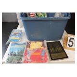 Blue Tote of Boy Scout & Girl Scouts Tins & Books