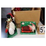 Box of Christmas Decor w/ Lights ~ Sleeping Santa