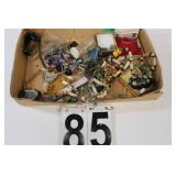 Flat of Costume Jewelry w/ Watch