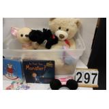 Clear Tote w/ Stuffed Animals ~ 2 Kids Books