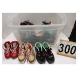Clear Tote of Kids Shoes w/ Nikes Sizes 1Y to 3.5Y