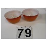 Pair of Red Pyrex Bowls