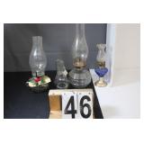 3 Oil Lamps & 1 Tea Light Candle Holder