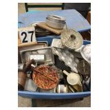 Large Blue tote Full Of Aluminum Bakeware And -