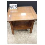 Wooden  End Table w/ Glass 24"T X28"W X 25"D