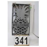 5 Metal Welcome Signs 25" X 14" Gray
