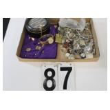 Flat of Costume Jewelry w/ Pulsar Watch