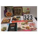 Clear Tote of Cook Books w/ Poor Mans Cookbook