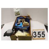 Wooden Box w/ Nails ~ Screws ~ Tin Snips