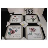 Set of 4 Floral Decorative Signs 11.5" X 11.5"