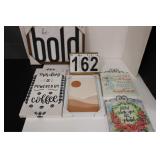 4 Decorative Signs w/ Coffee Sign