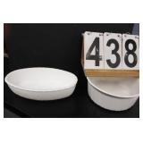2 White Bowls One Is Corning Ware